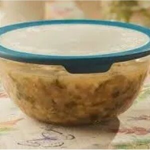 Princess House wildflower large Glass Bowl with Blue Lid